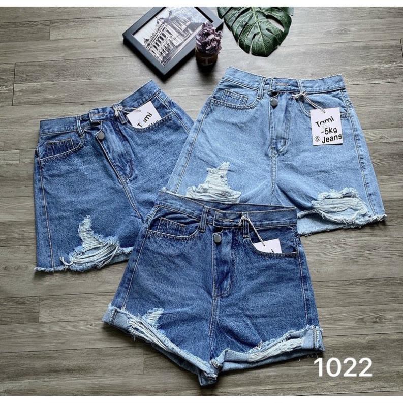 Quần short jean nữ rách size từ 40kg đến size đai 75kg mẫu rách quần short lưng cao hàng VNXK MS1022 - 2KJean ་