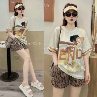 Bộ đồ đùi nữ in chữ end đồ bộ mặc nhà, bộ đồ dạo phố siêu xinh