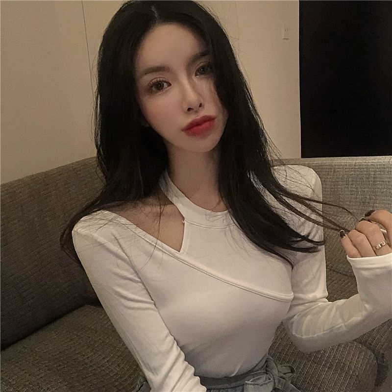 Áo thun COZOK tay dài trễ vai phong cách retro hợp thời trang