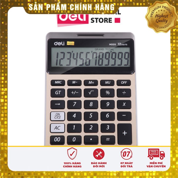 Máy tính 12 số Deli - phím phủ acrylic - pin mặt trời - 1 chiếc - EM00951