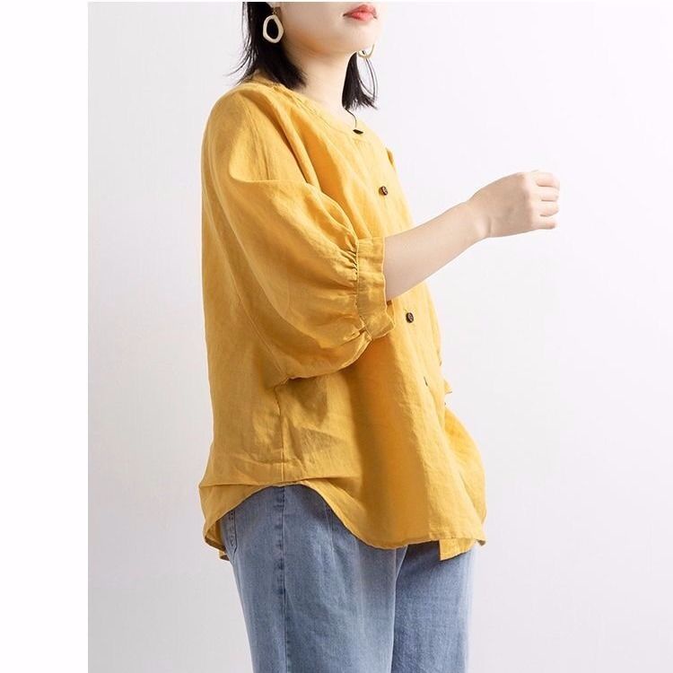 Áo Sơ Mi Cotton Tay Lửng Dáng Rộng Thời Trang Mùa Hè Cho Nữ