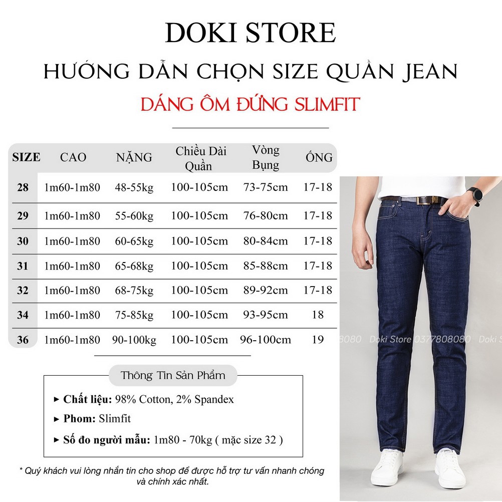 Quần Jean Nam Cao Cấp Màu Xanh Tím Than XT-01, Quần Bò Nam dáng ôm nhẹ, ống 17-18cm, chất vải co giãn - Doki Store