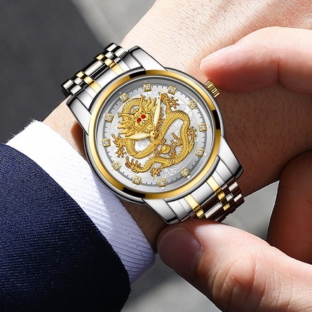 Đồng Hồ Nam ONTHEEDGE Mặt Rồng Nổi 3D Mắt Đính Đá Cao cấp Thạch Anh Sáng -chống thấm nước Dây Thép Không Gỉ  𝐃𝐇𝟒 | BigBuy360 - bigbuy360.vn