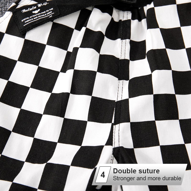 Boy shorts Korean cotton children's pants black and white plaid new fashion baby pants