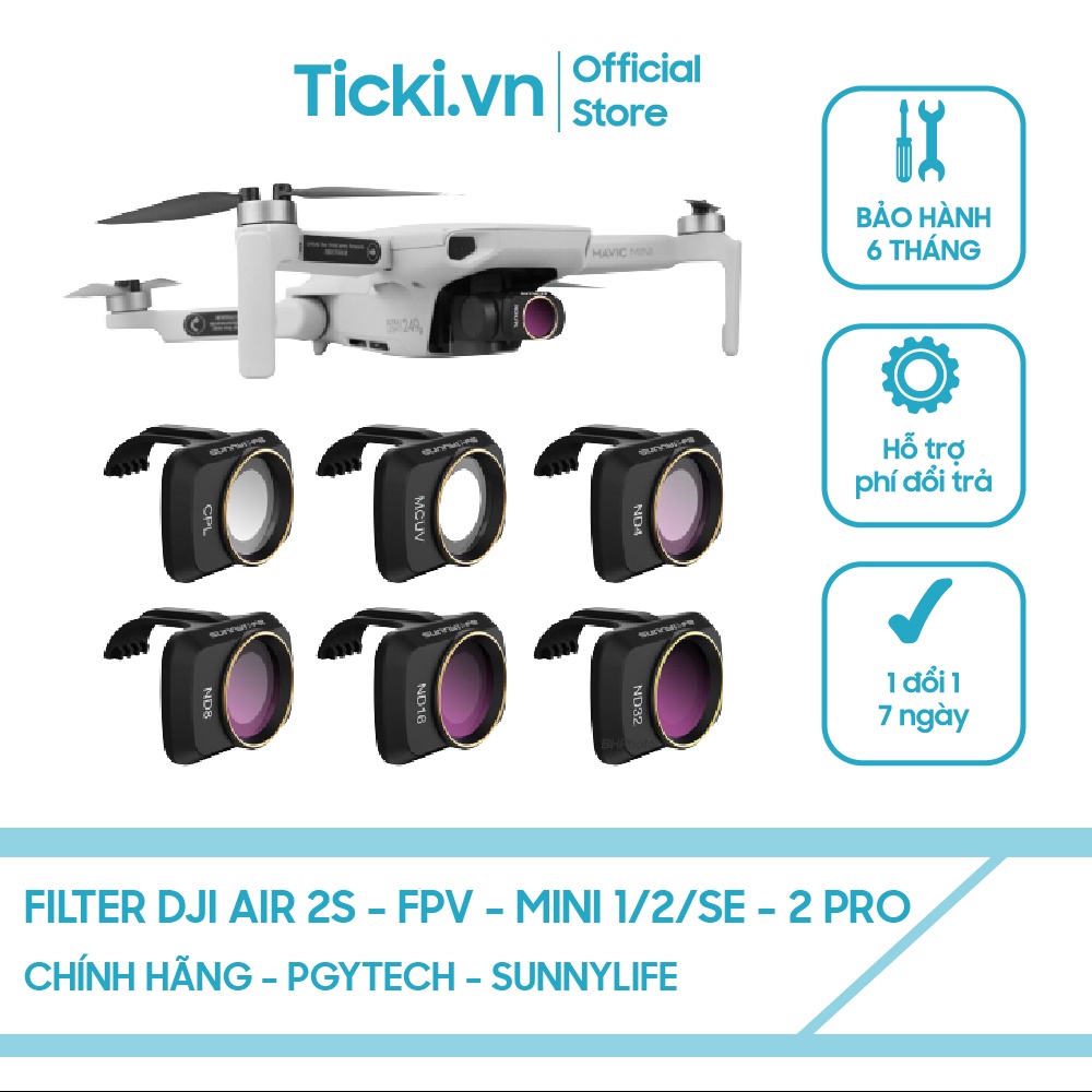 Filter DJI Mavic chính hãng PGYTECH, SUNNYLIFE dành cho Dji Air 2/2S, FPV, Mavic Mini 1/2/SE, 2 Pro - Ticki.vn