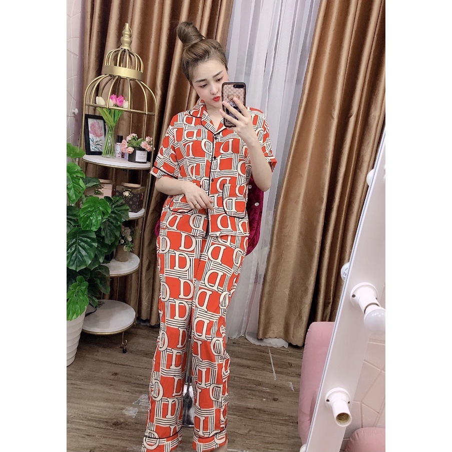 Đồ Ngủ Nữ Bộ Pijama Họa Tiết Đẹp Chất Lụa Hàn