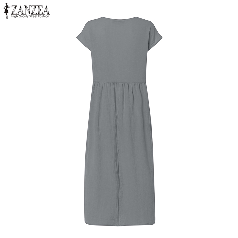Đầm Maxi Zanzea Tay Ngắn Dáng Rộng Thời Trang Cho Phụ Nữ