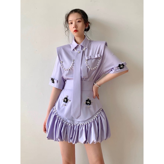 Set Váy Đính Hạt Tím Sang Chảnh Thời TRang Cao Cấp Dành Cho Nữ