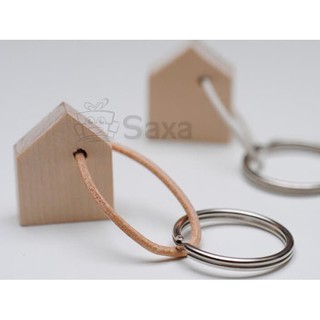 Móc chìa khóa Fego / Móc khóa gỗ thông hình ngôi nhà