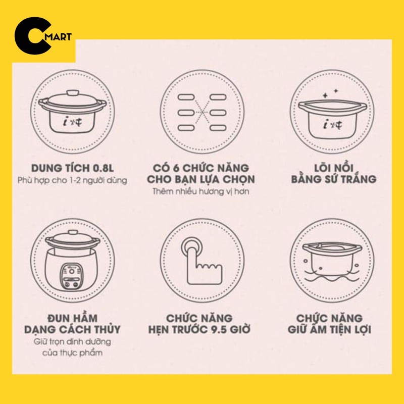 Nồi hầm cháo chậm đa năng kèm lồng hấp Bear DDZ-B08C1 [CMART_GIA DỤNG TIỆN ÍCH]