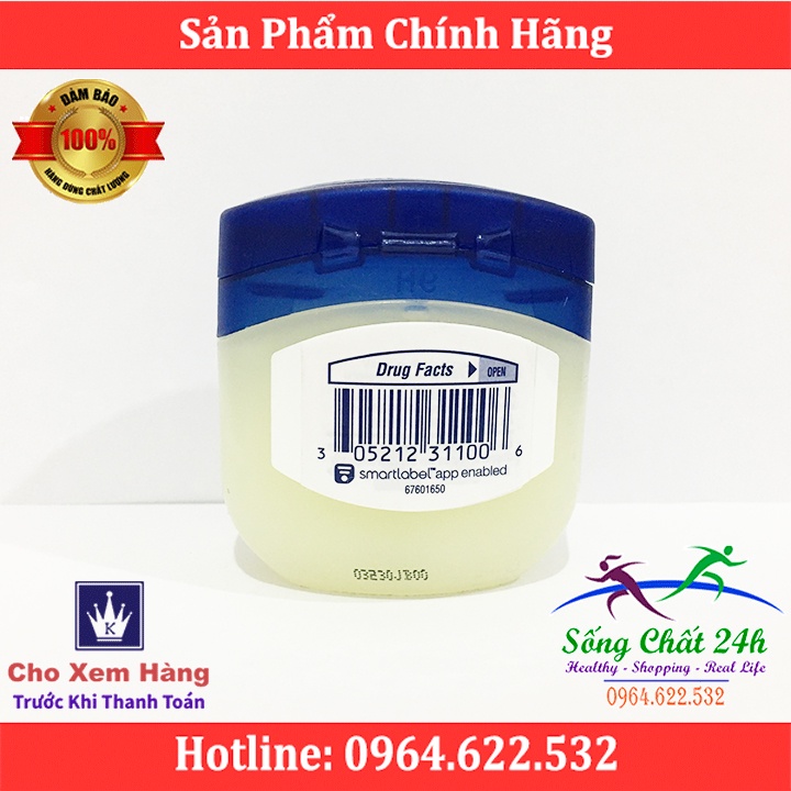 Sáp Dưỡng Ẩm Vaseline Pure Petrolium Jelly 49g - Sống Chất 24h