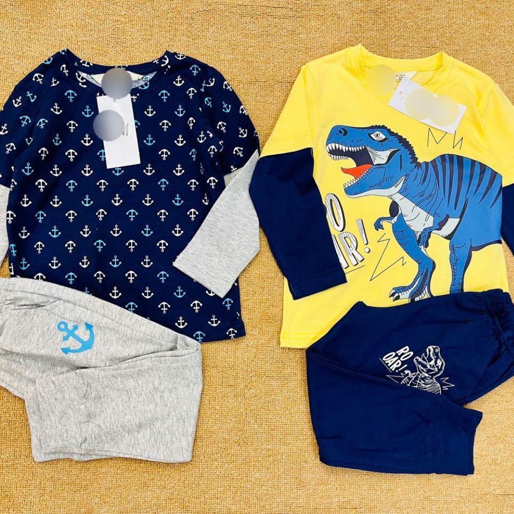 Đồ bộ dài tay bé trai hàng xuất dư chất cotton xịn hình in sắc nét cho bé từ 1 tới 7 tuổi Shushibaby