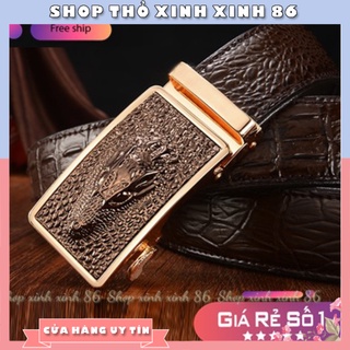 Thắt Lưng Nam Mặt Đúc 3D Hình Cá Sấu Khóa Tự Động Cao Cấp