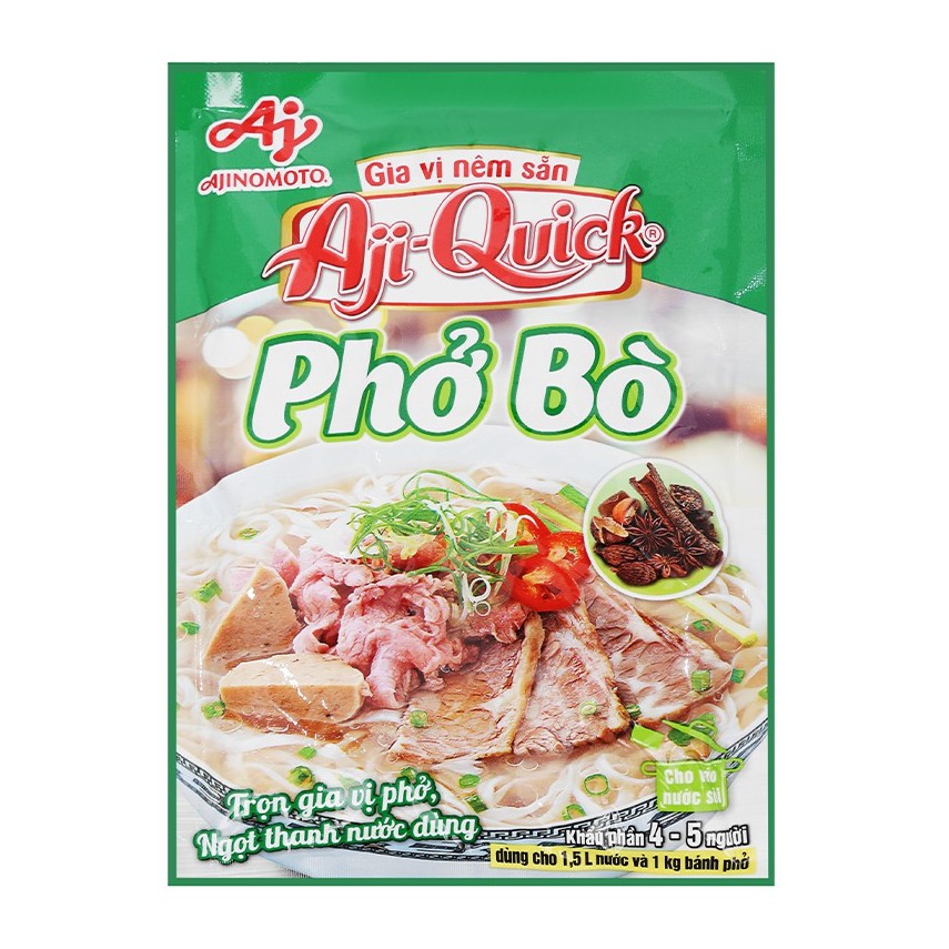 GIA VỊ NÊM SẴN PHỞ BÒ/ BÚN BÒ/ LẨU THÁI AJI-QUICK AJNOMOTO 57G