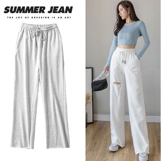 Quần Jogger nữ SPUN 4 Màu rách đùi màu trắng Da Ca Cao Cấp