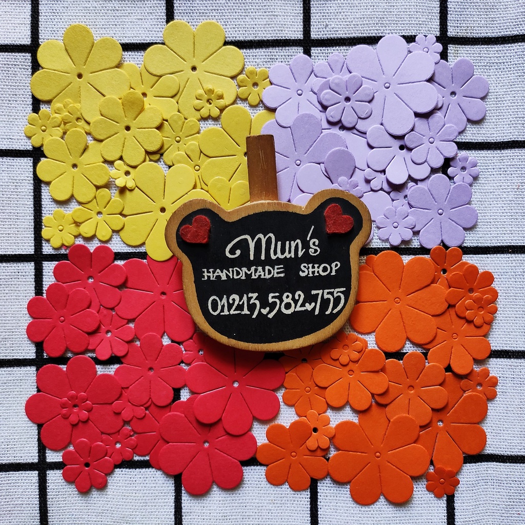 Set 20 hoa giấy 7 cánh tròn  - Trang trí thiệp, scrapbook, album ảnh