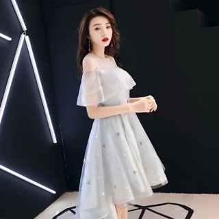Váy prom bạc đuôi tôm