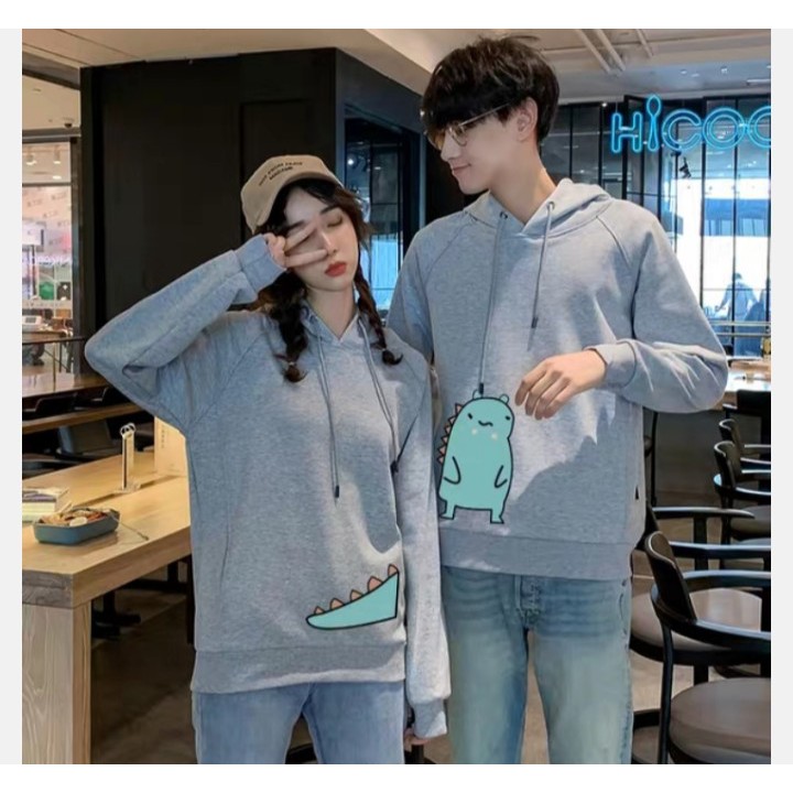 Áo hoodie đôi khủng long nối đuôi ( giá bán 2 cái ) , chất nỉ bông dày mịn | BigBuy360 - bigbuy360.vn