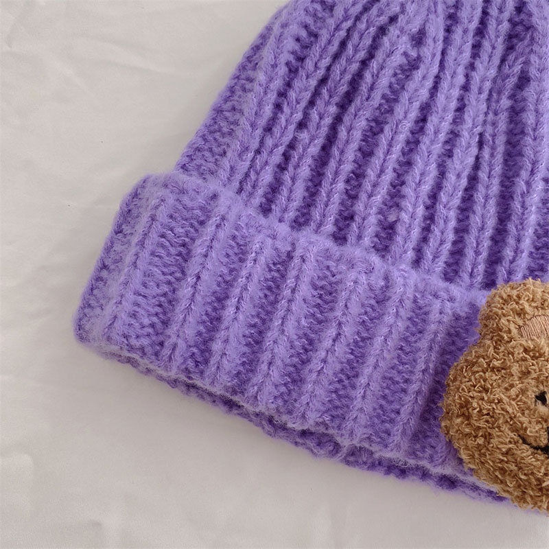 Mũ Beanie Dệt Kim Mềm Mại Giữ Ấm Hình Gấu Bông Đáng Yêu Cho Bé Trai Và Gái