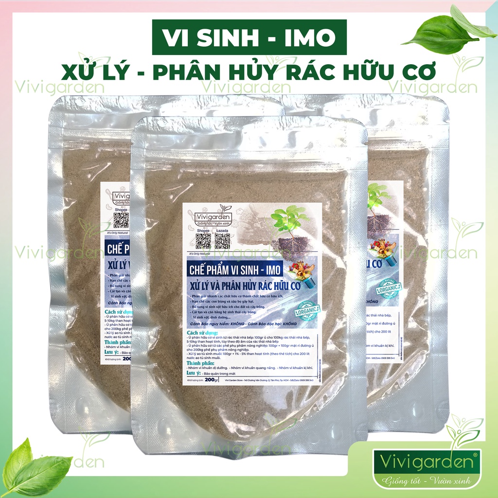 Gói 200gr - Men Vi Sinh Ủ Rác - IMO. Chế phẩm vi sinh Ủ rác, cải tạo đất trồng và cân băng hệ sinh thái cây trồng