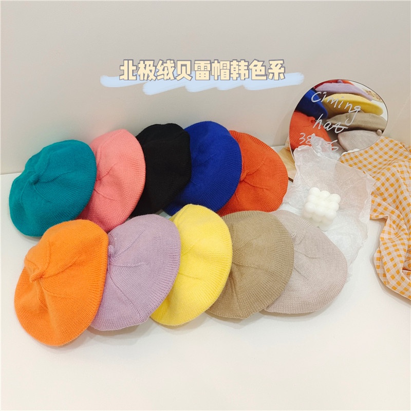 Mũ nồi màu trơn mềm mại phong cách Hàn Quốc cho bé