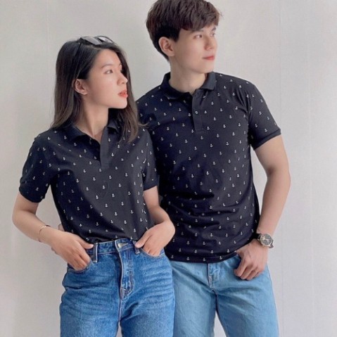 HOKO Áo PoLo Nam Nữ , Áo PoLo Đôi Họa Tiết Mỏ Neo Thiết Kế Chuẩn Sang | BigBuy360 - bigbuy360.vn