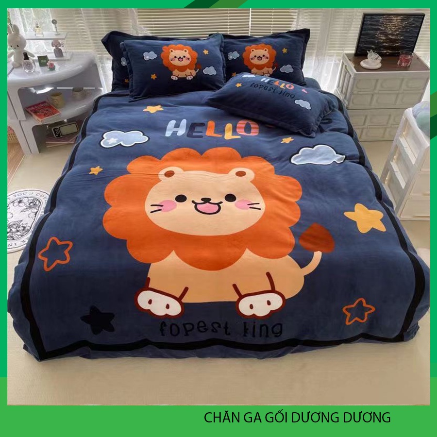 Bộ Chăn Ga Nỉ Nhung 3D Mẫu Mới 2021