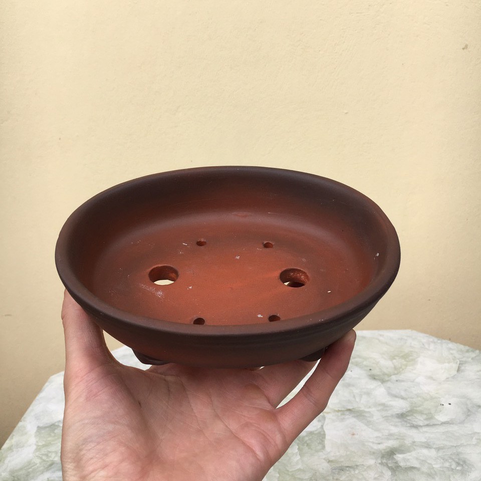 Chậu bonsai Ovan mini đất nung gốm Bát tràng 1 size BM-80