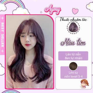  Thuốc Nhuộm Tóc Màu NÂU TÍM Không Tẩy | Nên Từ Nền Tóc Nâu Không Tẩy | Chuẩn Chính Hãng Nhà Aymy 