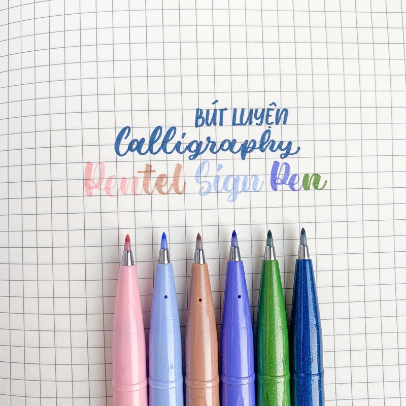 (Cây Lẻ) Bút Thư Pháp - Calligraphy Pentel Brush Sign Pen Pastel / Fude Touch - Hidari