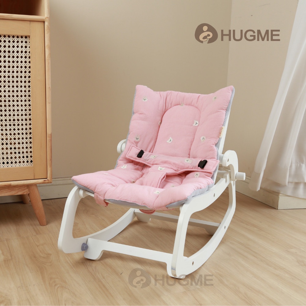 Ghế bập bênh chân gỗ đa năng ROCKING CHAIR Hugme 2022 cho bé nằm ngủ, thư giãn, ghế rung cho bé