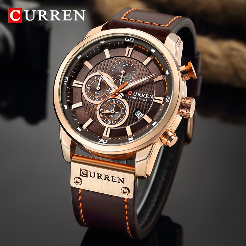 Đồng Hồ Quartz Nhãn Hiệu CURREN Với Dây Đeo Da