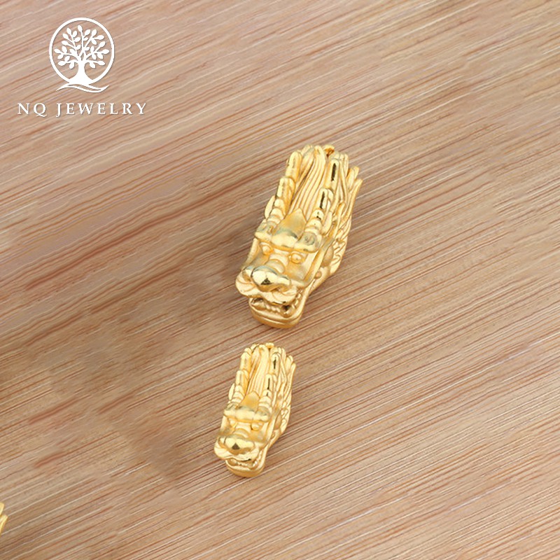 Charm bạc đầu rồng bạc mạ vàng xỏ ngang - NQ Jewelry