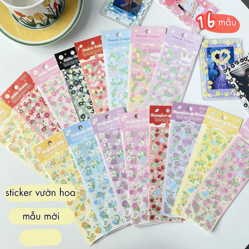 Sticker Trang Trí Toploader Hoa Confetti Ribbon Romantic Flower Series