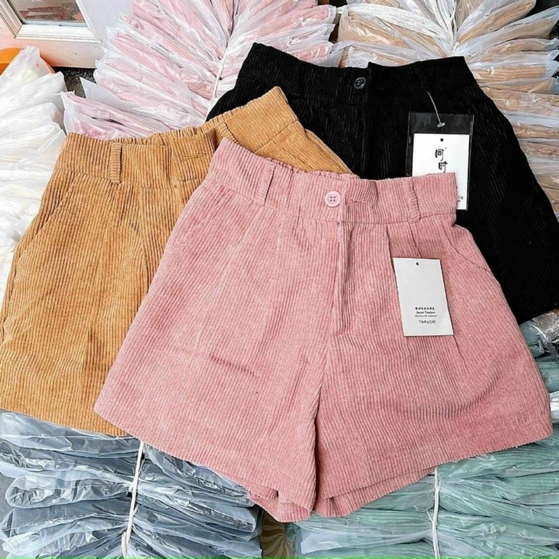 Quần short nhung tăm bo chun sau xịn xò, fom dưới 57kg
