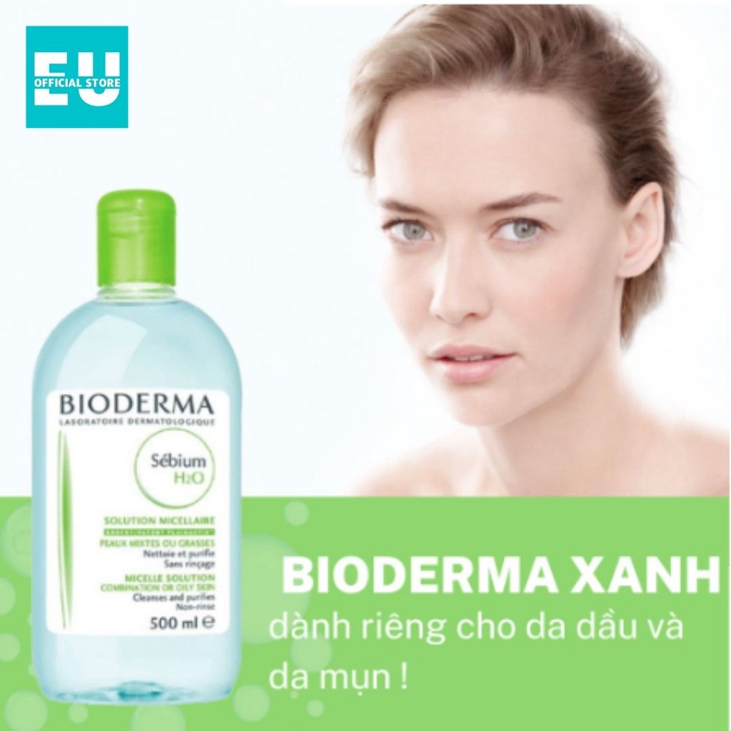 [LOẠI 500ml] Nước Tẩy Trang Bioderma Crealine/Sebium H2O 500ml Bản Mới Nhất (Hồng/Xanh)