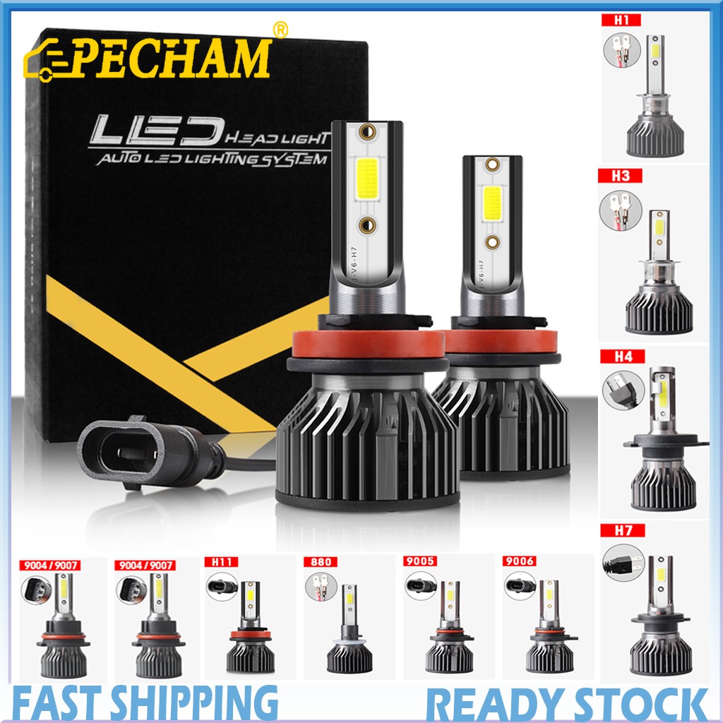 Set 2 đèn pha led PECHAM S6 H4 H1 H7 H3 H8 H9 H11 H16 H27 880 881 9004 9005 HB3 9006 HB4 9007 siêu sáng cho xe hơi