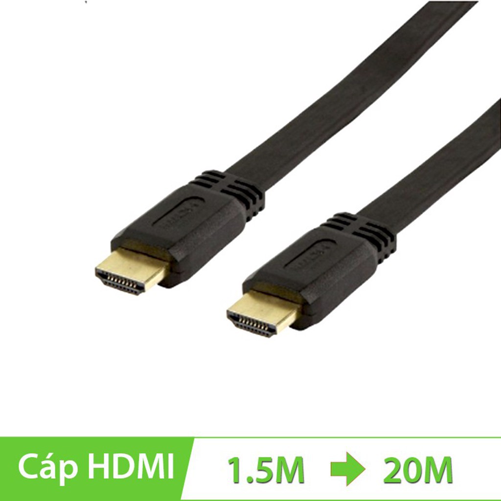 Dây HDMI - Cáp HDMI 1,5 mét - Loại dẹt - Màu đen - Bảo hành 3 tháng