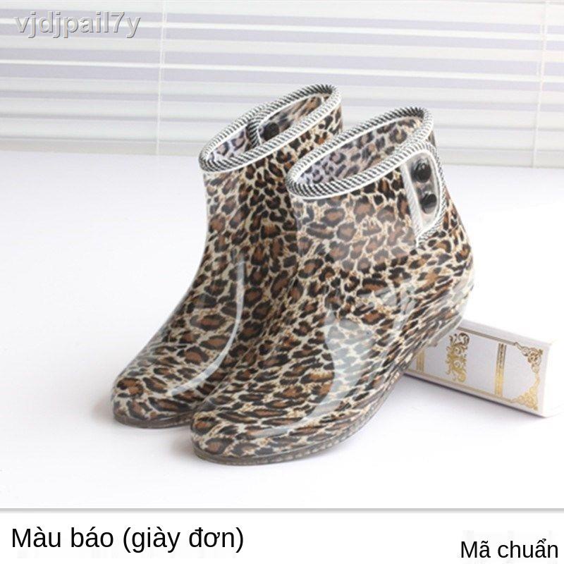 Giày chống nước trượt kép đi mưa, thời trang, ngày ủng cổ ngắn, mưa miệng nông, cao su nữ công sở
