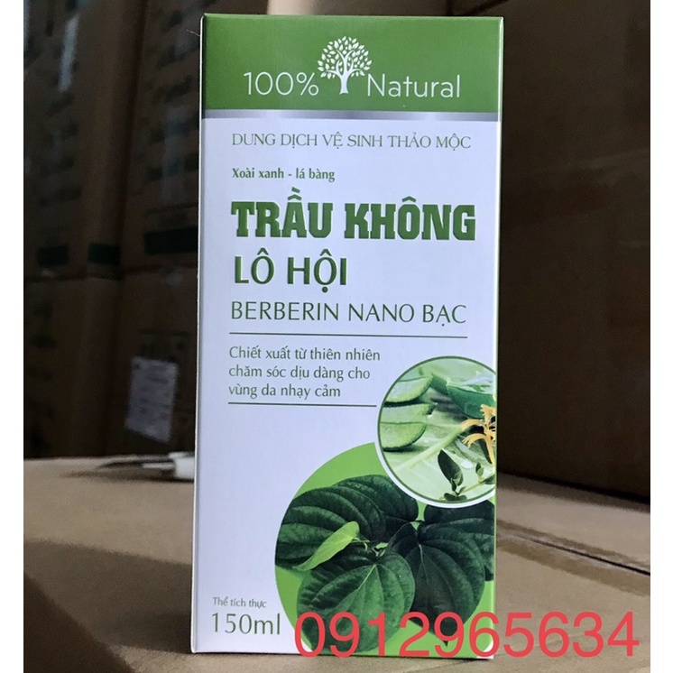 Dung dịch vệ sinh thảo mộc Xoài xanh Lá bàng Trầu không Lô hội Berberin Nano bạc giúp khô tháng kháng khuẩn khử mùi
