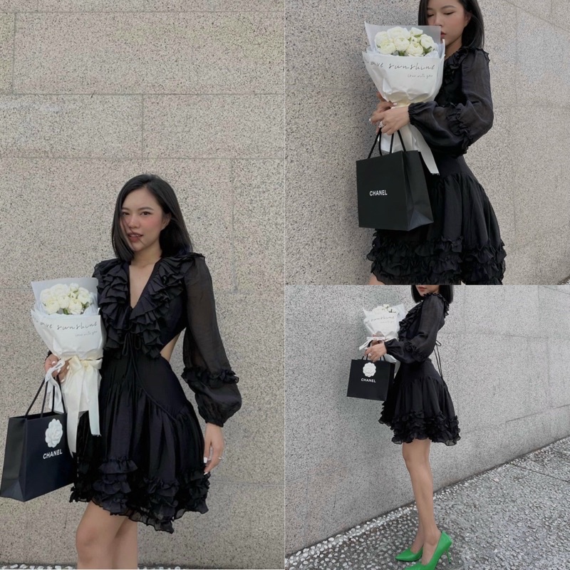 Đầm trắng hoa nổi cổ yếm tay lỡ cutout 💖 KÈM ẢNH THẬT | BigBuy360 - bigbuy360.vn