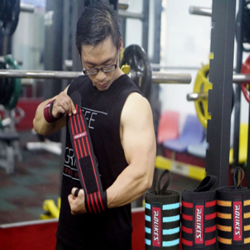 Băng Quấn Cổ Tay Tập Gym , Băng Cổ Tay Aolikes Bản 4 Bản To Sọc Dài