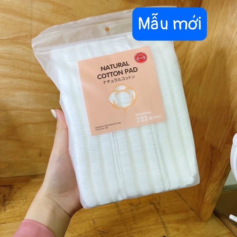 BÔNG TẨY TRANG 3 LỚP 222 MIẾNG NATURAL COTTON PAD - MẪU MỚI NĂM 2022 - CHẤT LIỆU TỐT HƠN