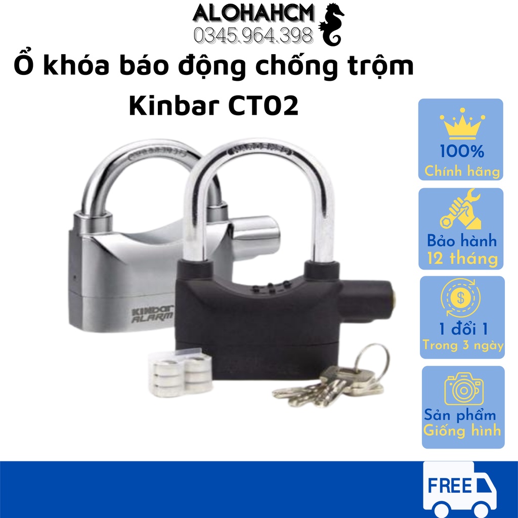 Ổ Khóa Báo Động Chống Trộm Model Kinbar và CT02 Khóa Càng Xe Máy Khóa Đĩa Xe Máy Khóa Cửa An Toàn Cao Cấp Có Chuông Báo