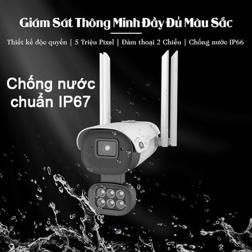 Camera wifi 4 râu ngoài trời V380Pro V008 5.0Mpx Siêu nét - Nhận diện khuôn mặt - Chống ngược sáng-Xem đêm có màu