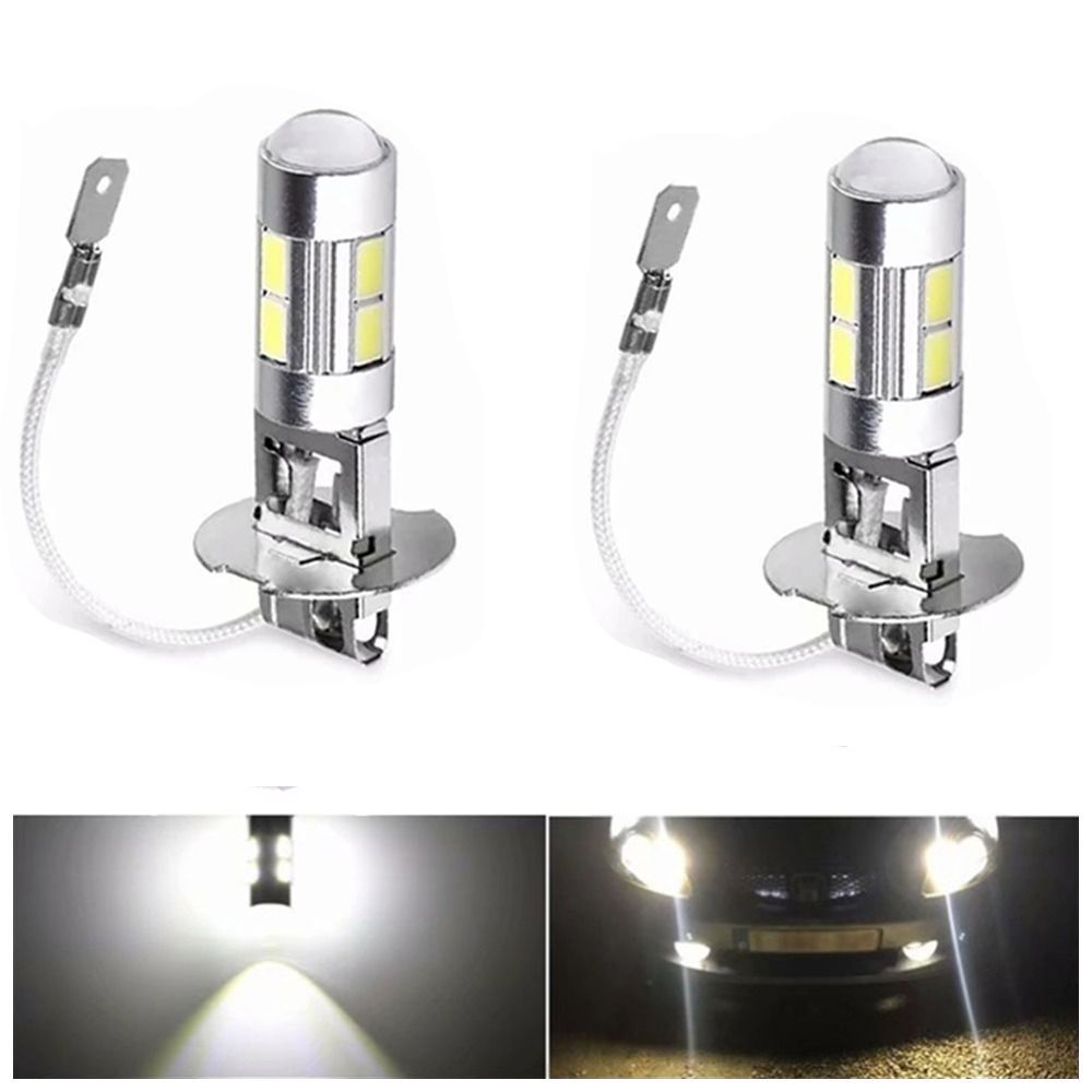 Bộ 2 Bóng Đèn Pha LED COB 6000K H3 10-SMD 5630 Siêu Sáng Cho Xe Hơi