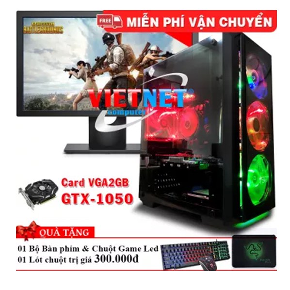 Bộ máy tính chơi game PUBG PC thiết lập Full HD cao cấp 22 inch (Trọn bộ, tặng bộ bàn phím + chuột LED giả cơ hoặc tặng