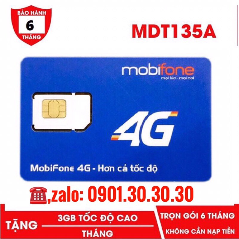 SIM 4G Mobifone [MDT250A] - MDT135A - TỐC ĐỘ CAO- TRỌN GÓI 06 - 1 NĂM