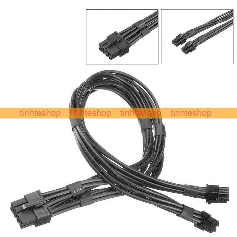 Cáp nguồn 2 mini 6PIN ra 8PIN PCI-E VGA card màn hình GTX1080 cho Máy tính táo 37Cm 18AWG lõi đồng thuần mạ thiếc