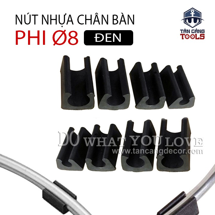 50 Chân Nhựa Bọc Chân Bàn Ghế Sắt Phi Tròn 8 mm - Màu Trắng / Màu Đen